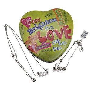 Brighton Script 2-Piece Silver Plated Crystal Necklace & Bracelet w/ Gift Tin